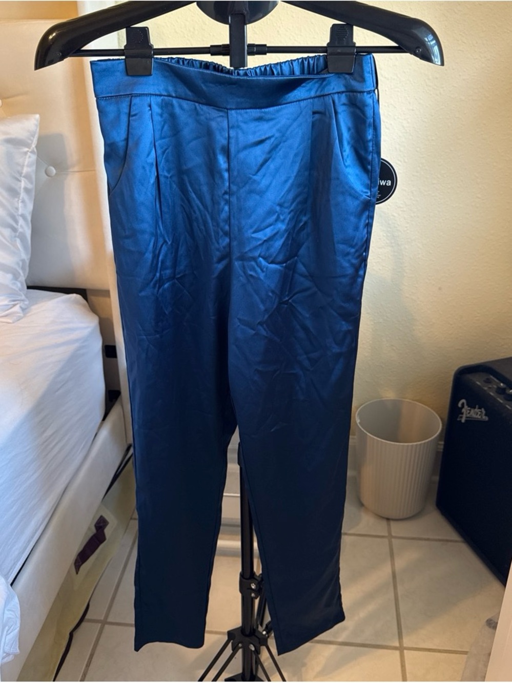 Women’s Satin Dress Pants in Deep Blue